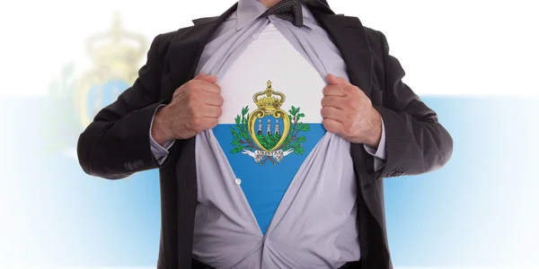 Affärsman med san marino flagga t-shirt — Stockfoto