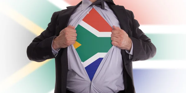 Business man with South African flag t-shirt — Stock Photo, Image