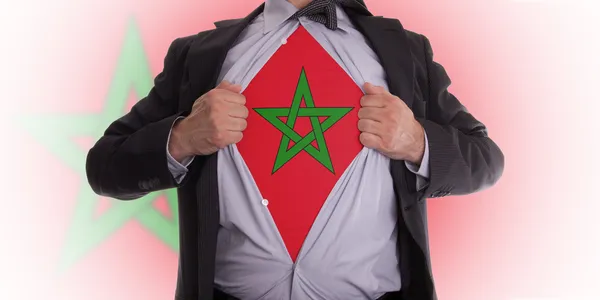 Business man with Moroccan flag t-shirt — Stock Photo, Image