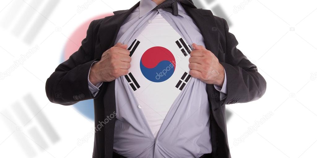 Business man with South Korean flag t-shirt