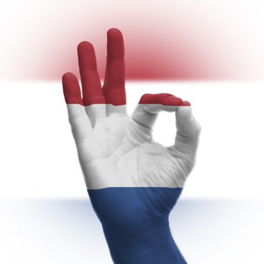 el ok işareti ile Hollanda bayrağı