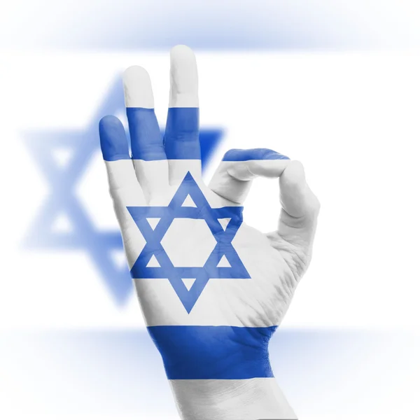 Hand OK sign with Israeli flag — Stock Photo, Image