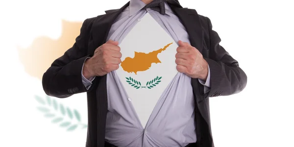 Business man with Cypriot flag t-shirt — Stock Photo, Image