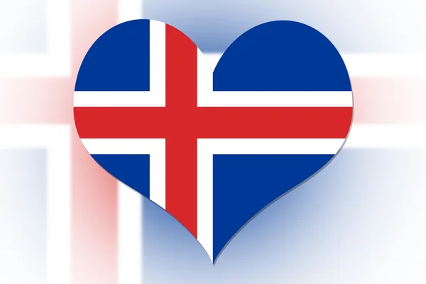 Islands flagga hjärta私の小さな女の子を付属します。 — Stockfoto