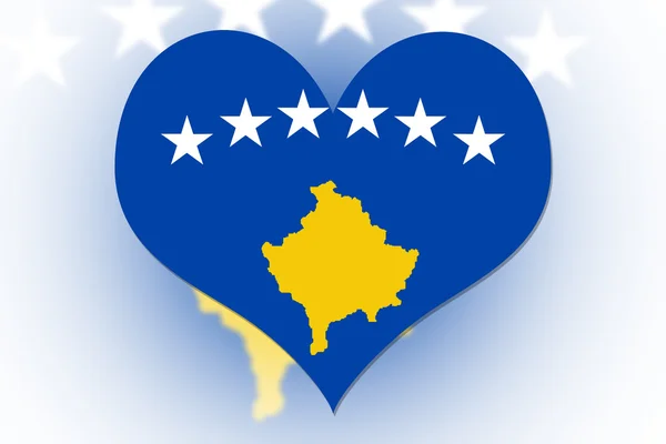 Kosovo Cuore della bandiera — Foto Stock