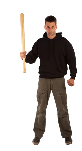 Angry man with baseball bat — Stock Photo, Image