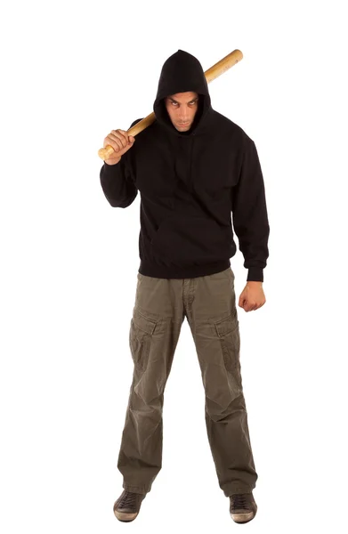 Hooligan with baseball bat — Stock Photo, Image