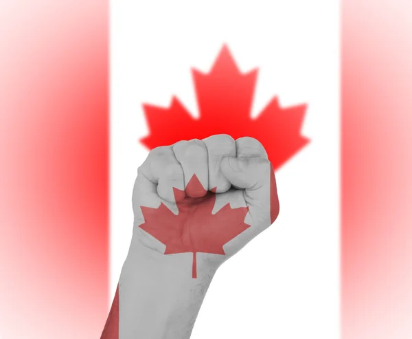 Näve insvept i flaggan för Kanada — Stockfoto