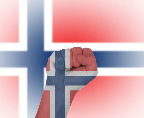 Näve insvept i för norsk flagg — Stockfoto