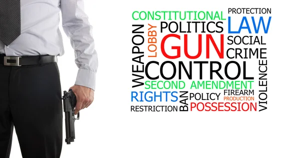 Armed man next to gun control word cloud — Stock Photo, Image