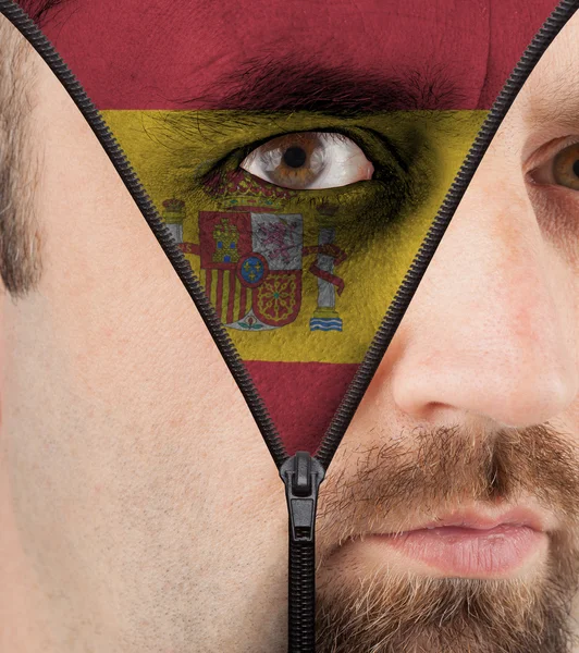 Rozepínací tvář vlajky Španělska — Stock fotografie
