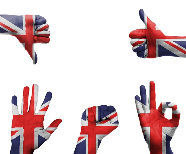 Mão com a bandeira do Reino Unido — Fotografia de Stock