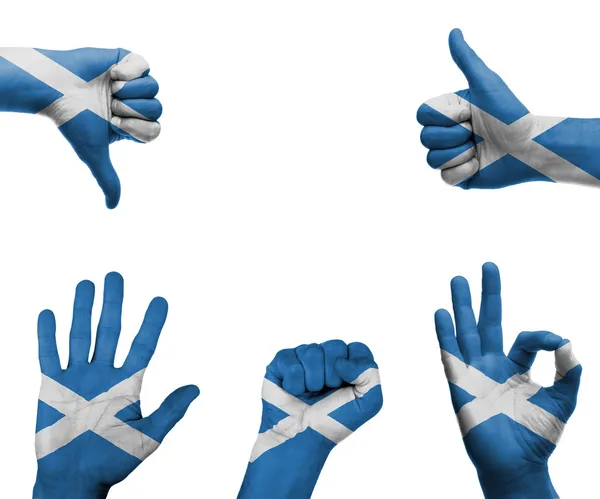 Hand set with the flag of Scotland — Stock Photo, Image