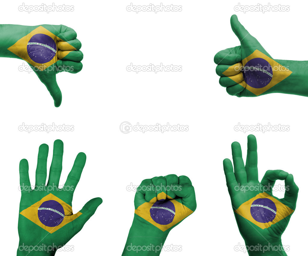 Hand set with the flag of Brazil