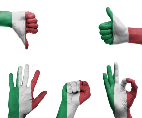 Ensemble de main avec le drapeau de l'Italie — Photo