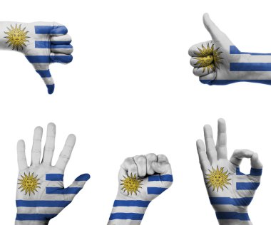 uruguay bayrağı ile el