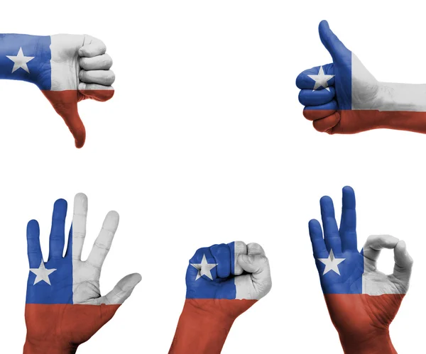 Hand set with the flag of Chile — Stock Photo, Image