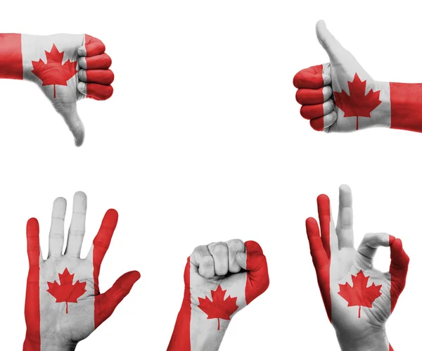 Set mano con la bandiera di Canada — Foto Stock