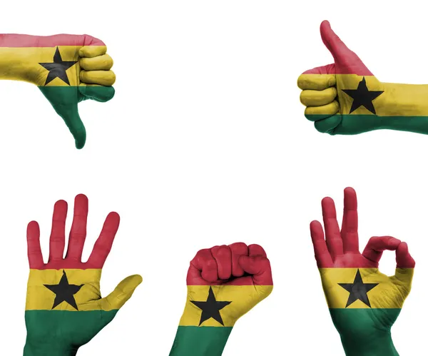 Hand set with the flag of Ghana — Stock Photo, Image