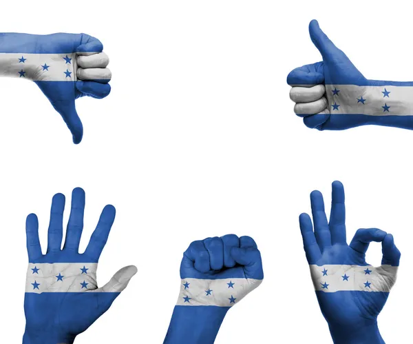 Hand set with the flag of Honduras — Stock Photo, Image