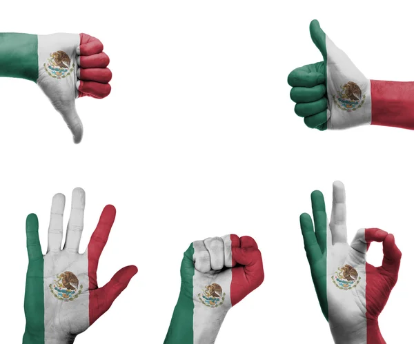 Set de Manos con la Bandera de México — Foto de Stock