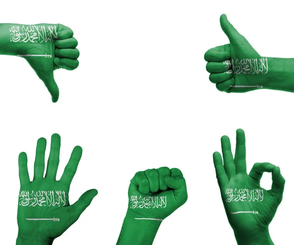 Hand instellen met de vlag van Saoedi-Arabië — Stockfoto