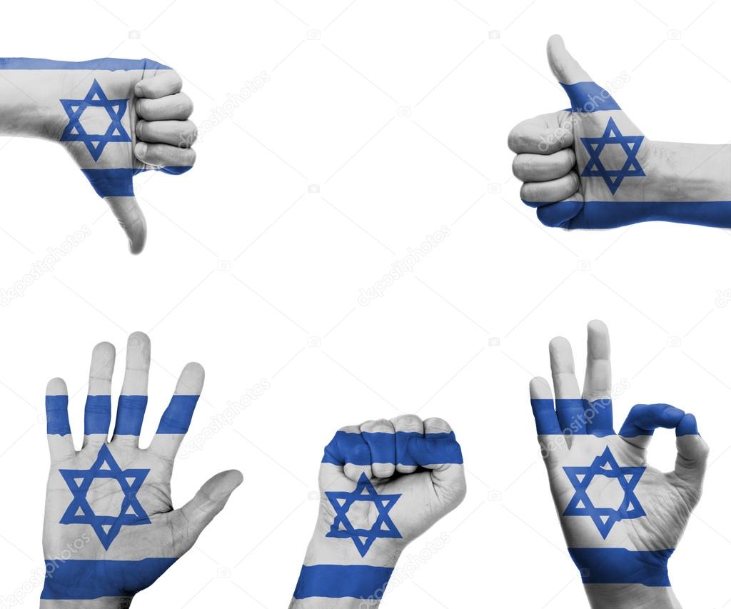 Hand set with the flag of Israel