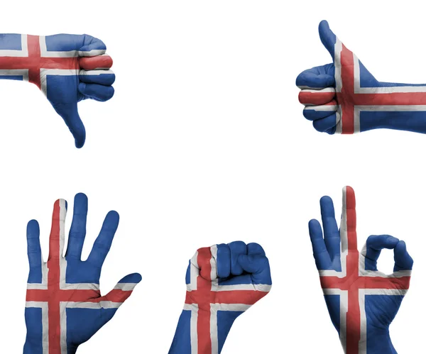 Hand set with the flag of Iceland — Stock Photo, Image