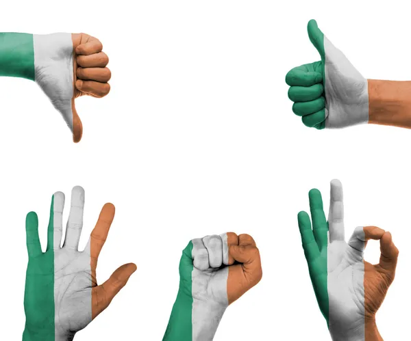 Hand set with the flag of Ireland — Stock Photo, Image