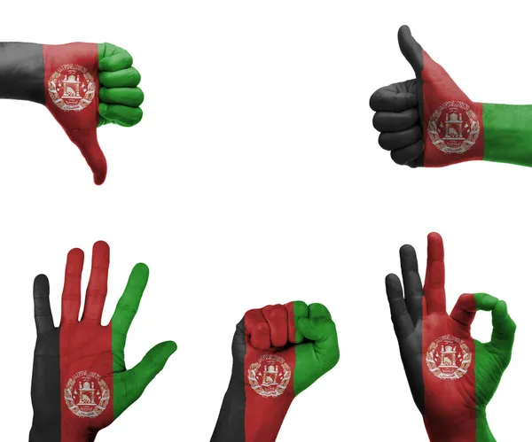 Hand set with the flag of Afghanistan — Stock Photo, Image