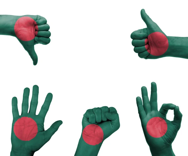 Hand instellen met de vlag van bangladesh — Stockfoto