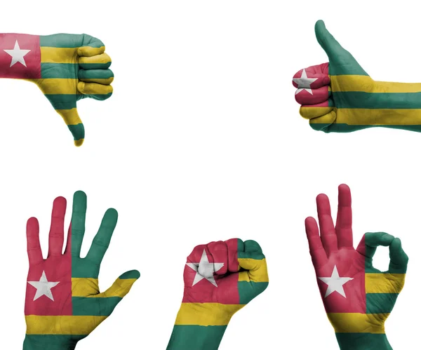 Hand set with the flag of Togo — Stock Photo, Image