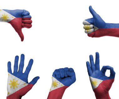 Filipinler bayrağı ile el