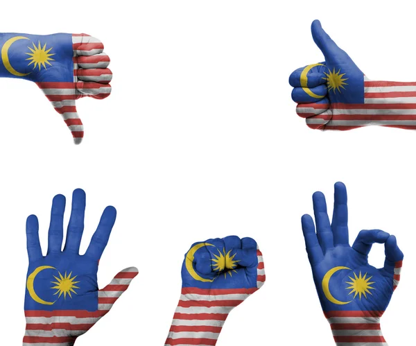 Hand instellen met de vlag van Maleisië — Stockfoto