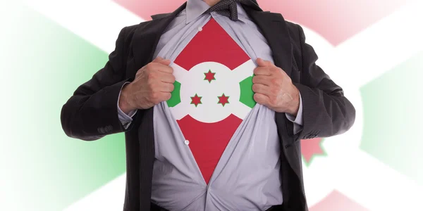 Geschäftsmann mit T-Shirt mit Burundi-Flagge — Stockfoto
