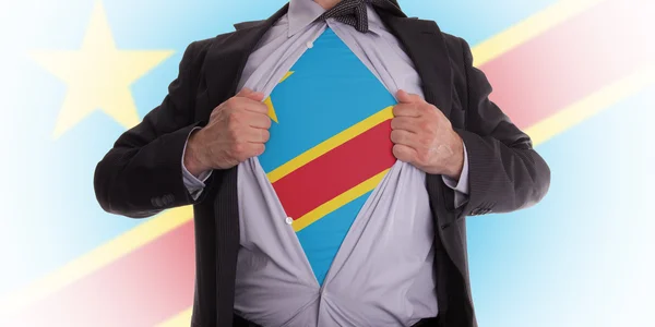 Homem de negócios com bandeira Congo t-shirt — Fotografia de Stock