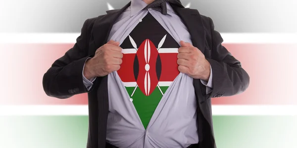 Hombre de negocios con camiseta bandera de Kenia —  Fotos de Stock