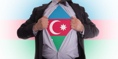 iş adamı ile Azerbaycan bayrağı t-shirt