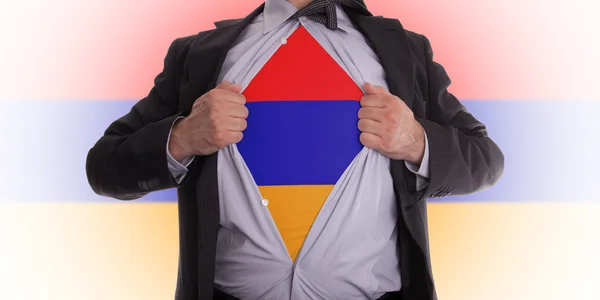 Hombre de negocios con camiseta bandera de Armenia — Foto de Stock