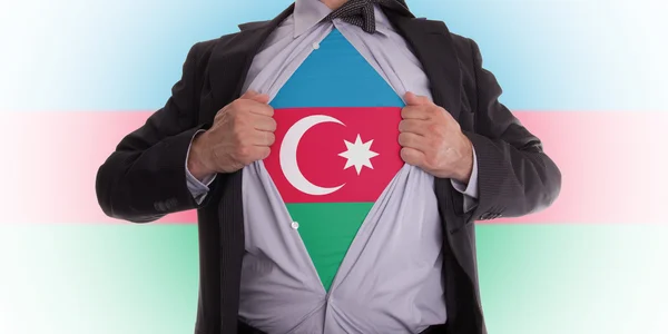 Homme d'affaires avec t-shirt drapeau azerbaïdjanais — Photo