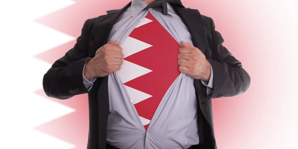 Geschäftsmann mit Bahrain-Flagge T-Shirt — Stockfoto