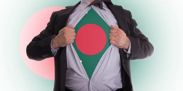 Business man with Bangladesh flag t-shirt — Stock Photo, Image