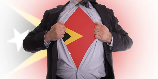 Business man with East Timor flag t-shirt — Stock Photo, Image