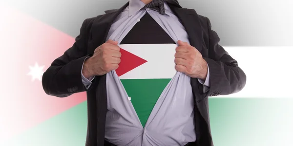 Geschäftsmann mit jordanischer Flagge T-Shirt — Stockfoto
