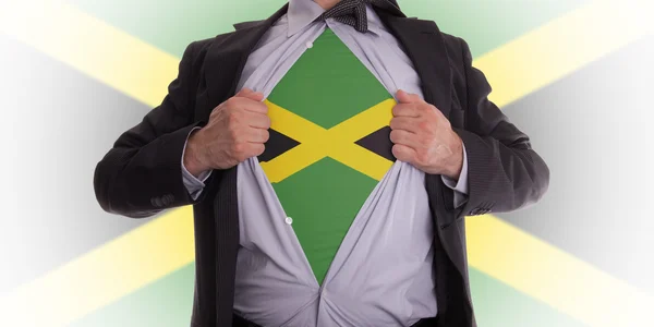 Business man with Jamaica flag t-shirt — Stock Photo, Image