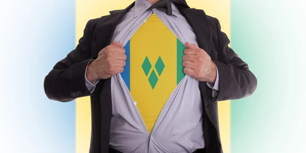 Business man with Saint Vincent and the Grenadines flag t-shirt — Stock Photo, Image