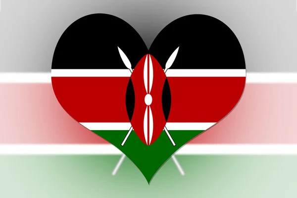 Keňa vlajky srdce — Stock fotografie