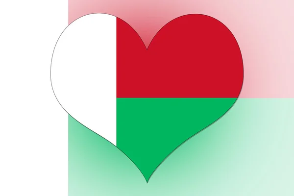 Madagascar Bandiera cuore — Foto Stock