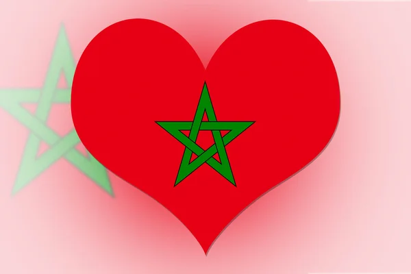 摩洛哥国旗心 — 图库照片