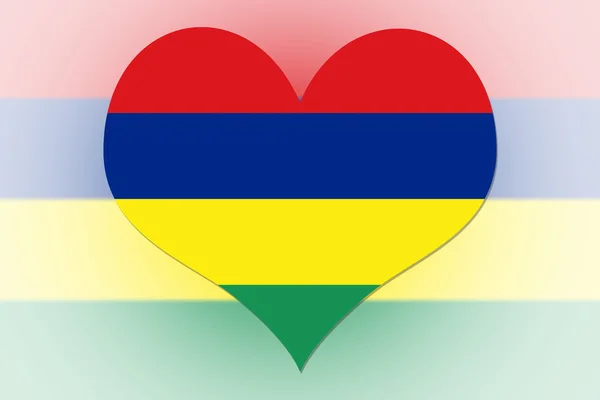 Mauritius Bandiera cuore — Foto Stock